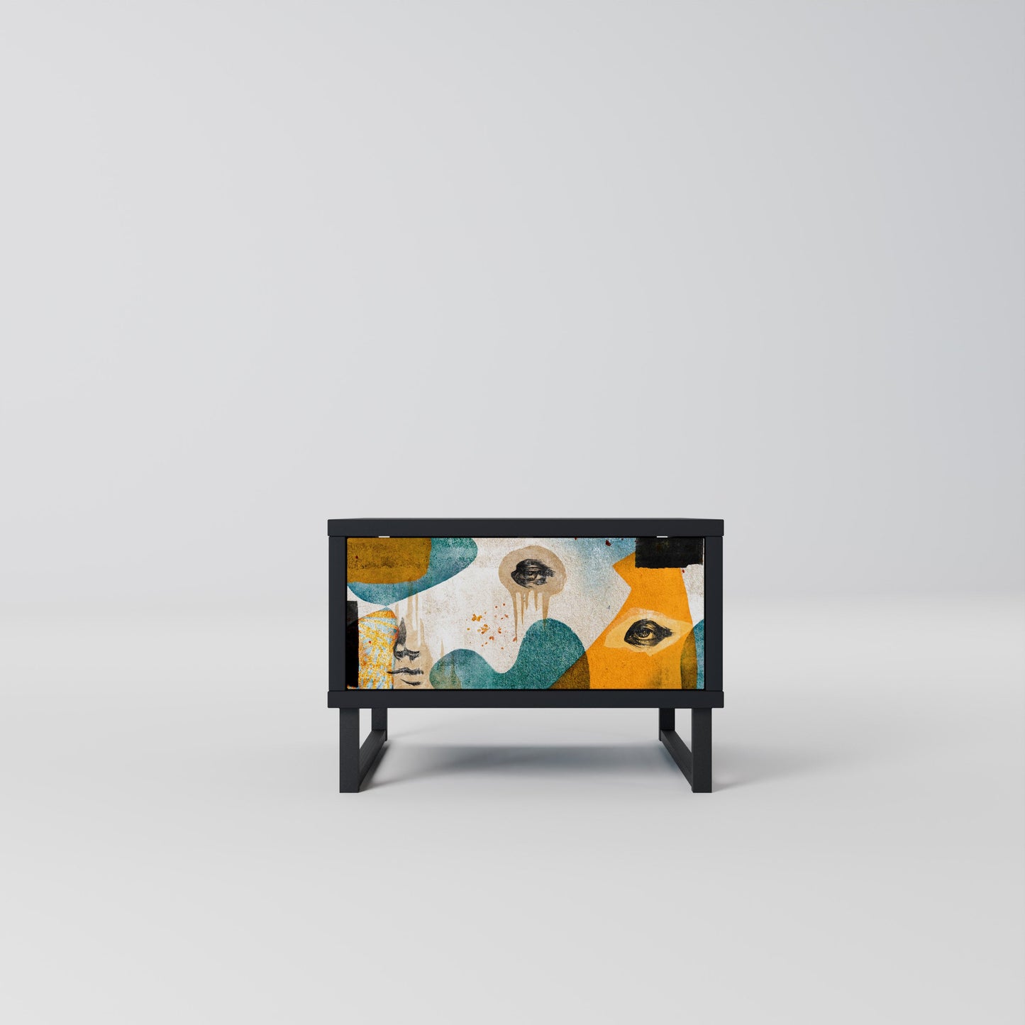 ABSTRACT FACES Nightstand in Black Finish