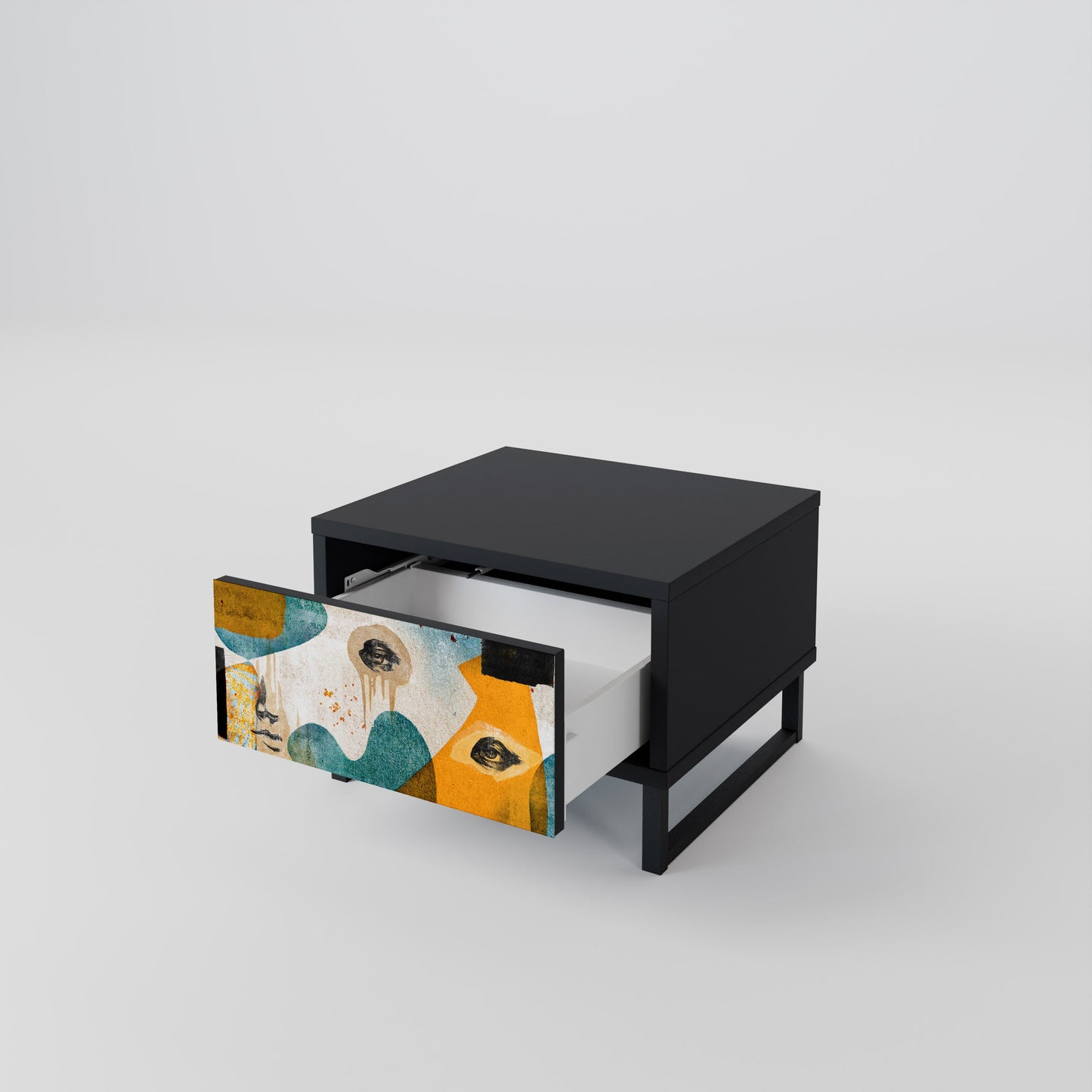 ABSTRACT FACES Nightstand in Black Finish