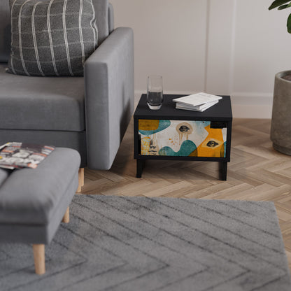 ABSTRACT FACES Nightstand in Black Finish