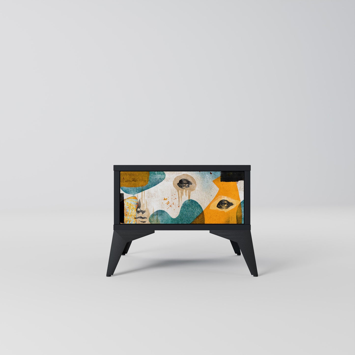 ABSTRACT FACES Nightstand in Black Finish