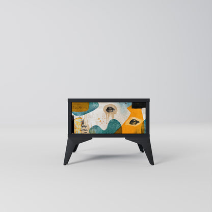 ABSTRACT FACES Nightstand in Black Finish