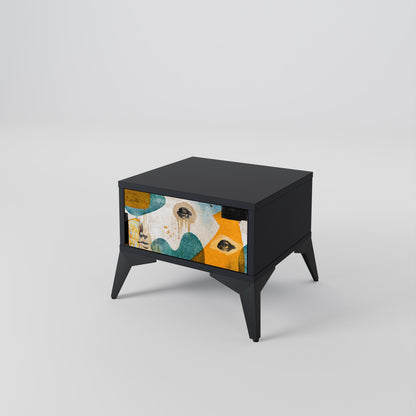 ABSTRACT FACES Nightstand in Black Finish