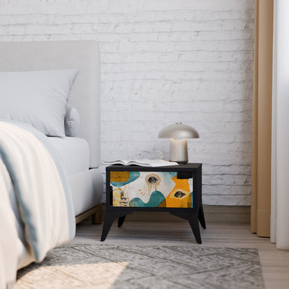 ABSTRACT FACES Nightstand in Black Finish