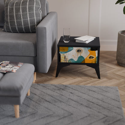 ABSTRACT FACES Nightstand in Black Finish