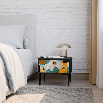 ABSTRACT FACES Nightstand in Black Finish