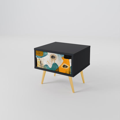 ABSTRACT FACES Nightstand in Black Finish