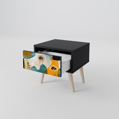 ABSTRACT FACES Nightstand in Black Finish
