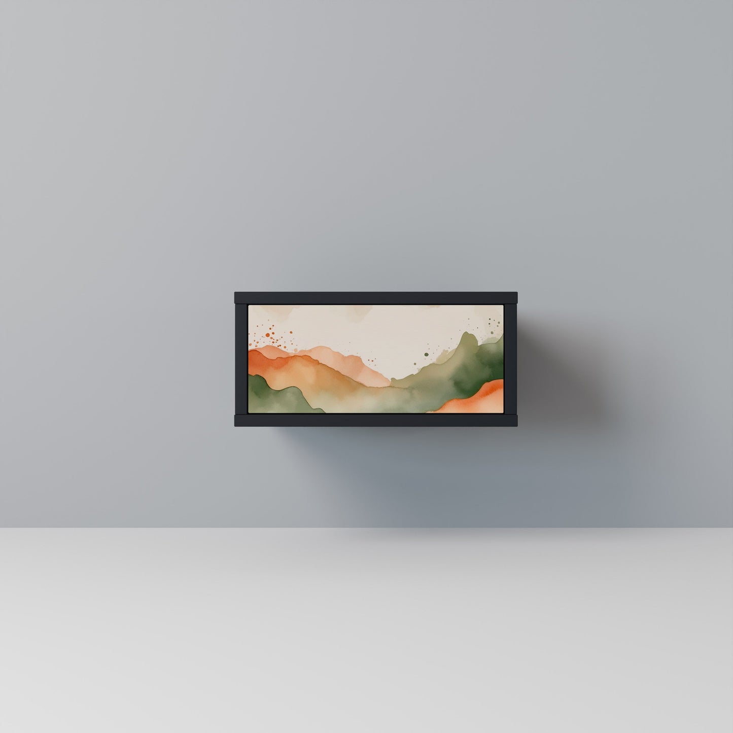 WATERCOLOUR PEAKS Nightstand in Black Finish