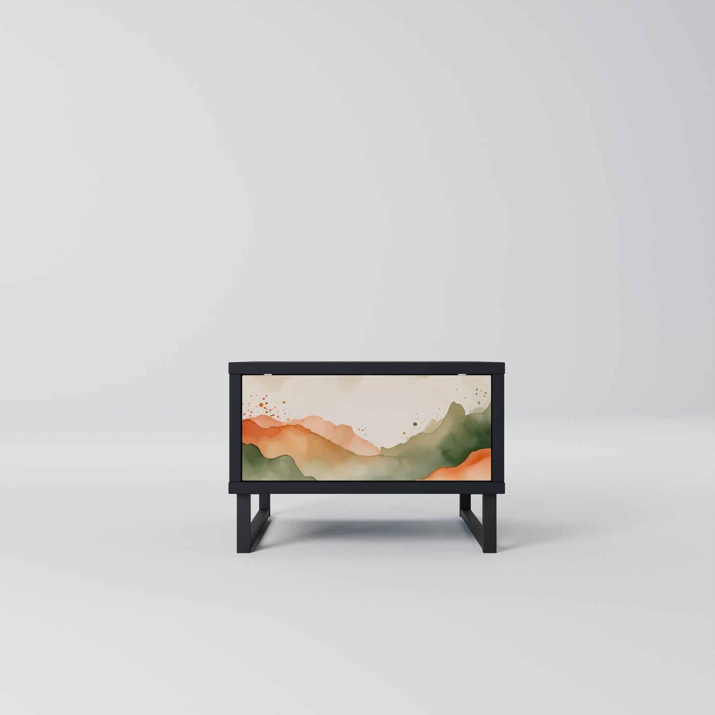 WATERCOLOUR PEAKS Nightstand in Black Finish