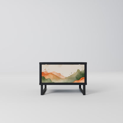 WATERCOLOUR PEAKS Nightstand in Black Finish