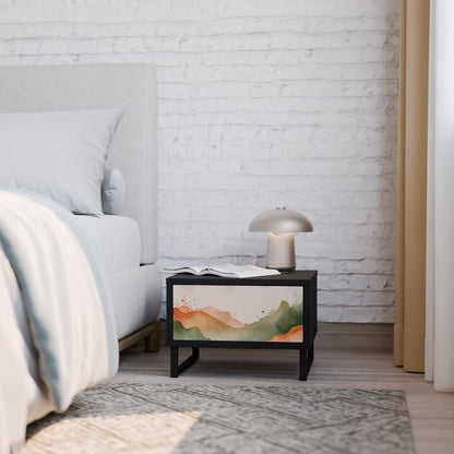 WATERCOLOUR PEAKS Nightstand in Black Finish