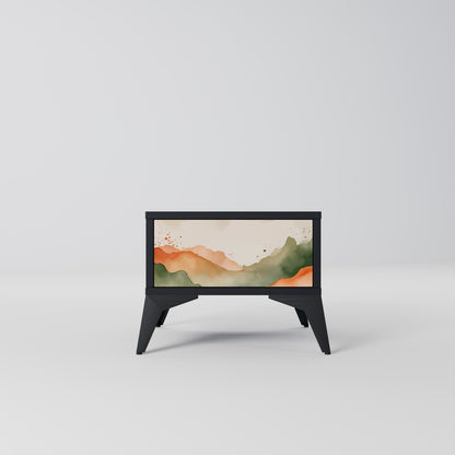WATERCOLOUR PEAKS Nightstand in Black Finish