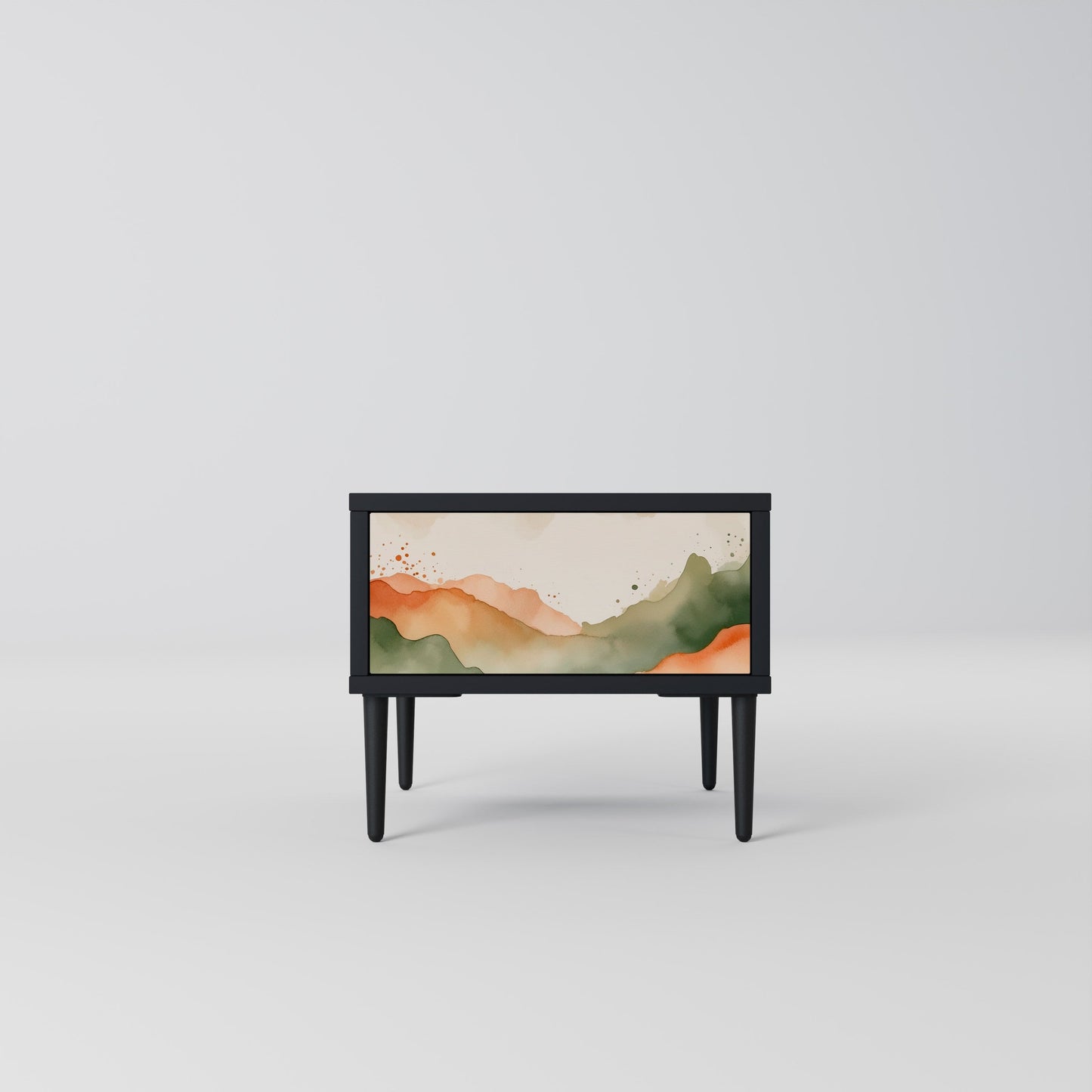 WATERCOLOUR PEAKS Nightstand in Black Finish