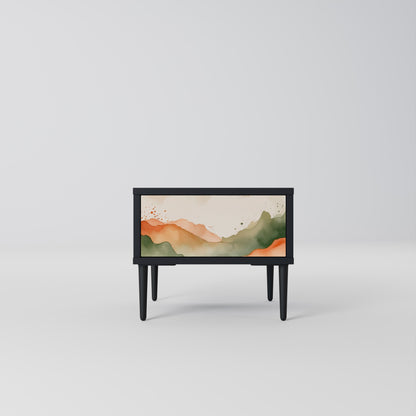 WATERCOLOUR PEAKS Nightstand in Black Finish