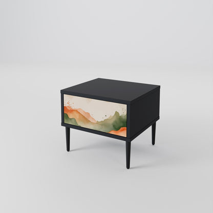 WATERCOLOUR PEAKS Nightstand in Black Finish