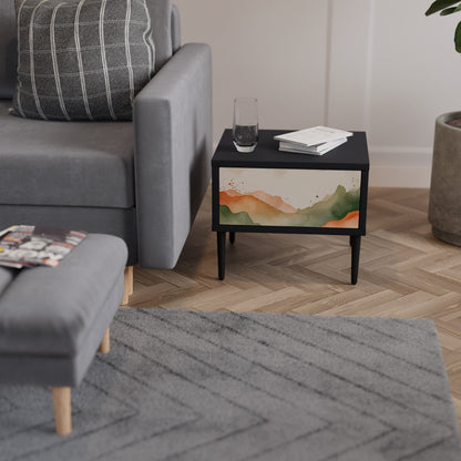 WATERCOLOUR PEAKS Nightstand in Black Finish