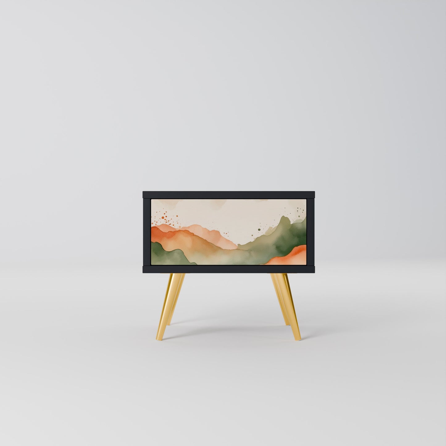 WATERCOLOUR PEAKS Nightstand in Black Finish