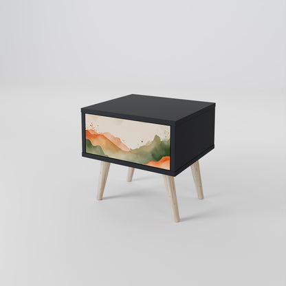 WATERCOLOUR PEAKS Nightstand in Black Finish
