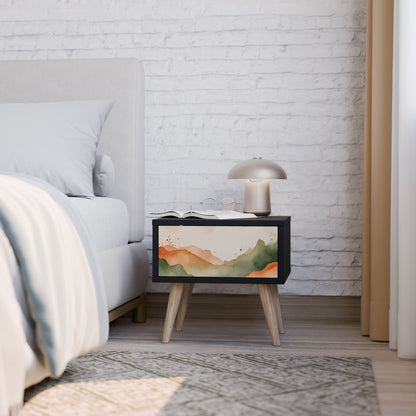 WATERCOLOUR PEAKS Nightstand in Black Finish