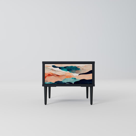 ABSTRACT LANDSCAPE Nightstand in Black Finish
