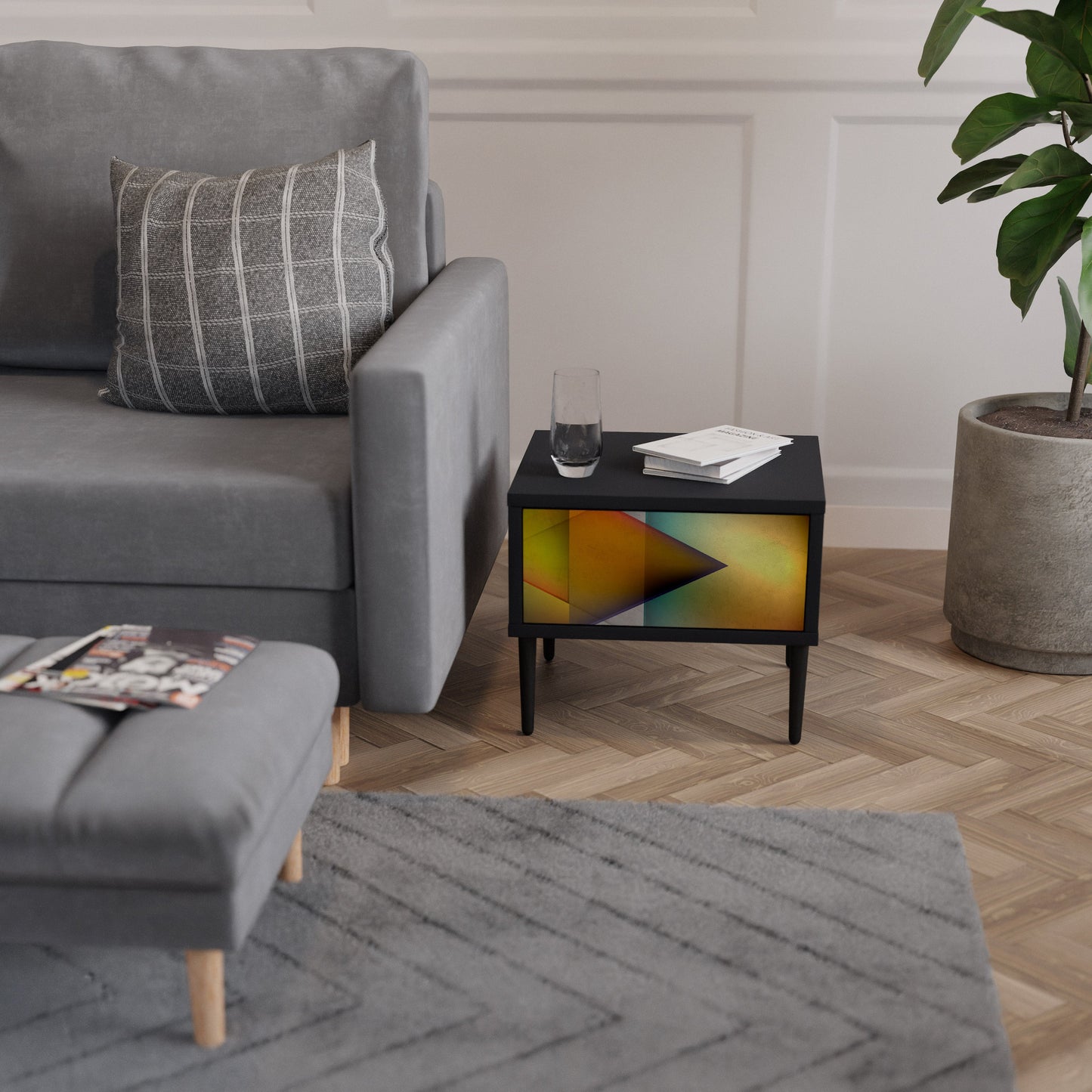 PIERCING SHARPNESS Comodino in Finitura Nera