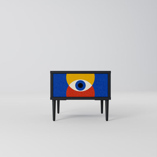 GEOMETRIC EYES Comodino in Finitura Nera