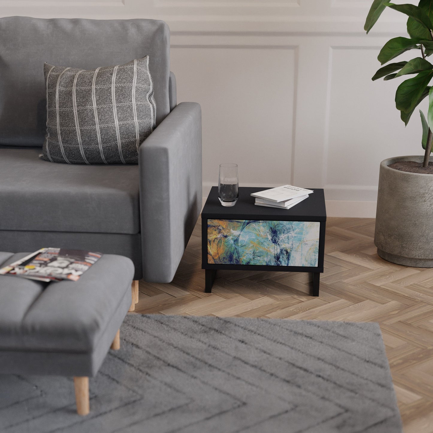 ABSTRACT THOUGHTS Comodino in Finitura Nera