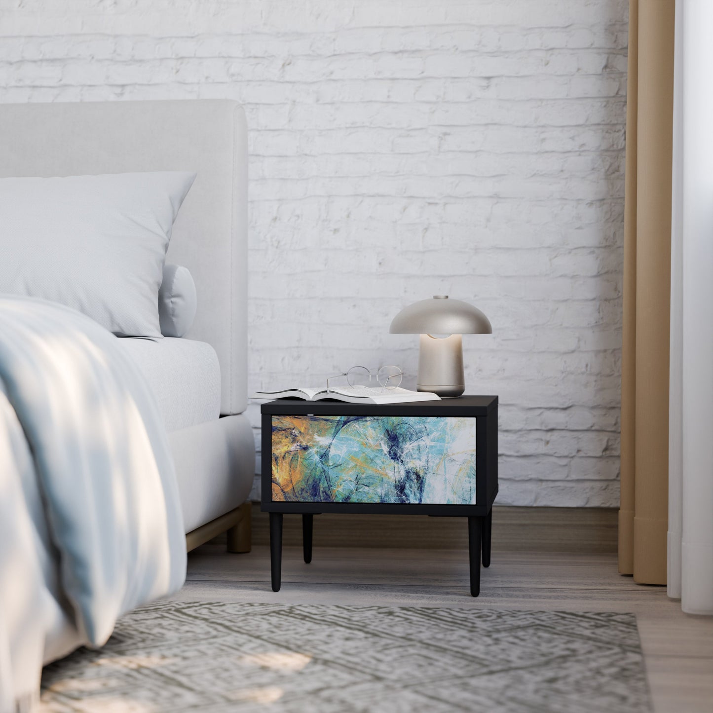 ABSTRACT THOUGHTS Comodino in Finitura Nera