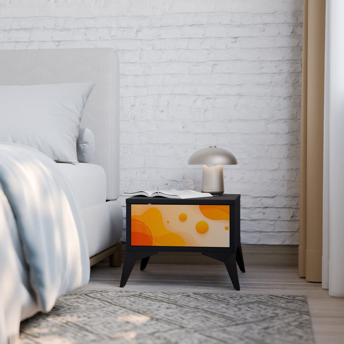 ORANGE ARRANGEMENT Nightstand in Black Finish