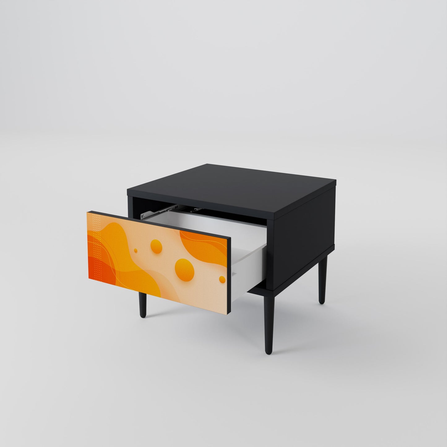 ORANGE ARRANGEMENT Nightstand in Black Finish
