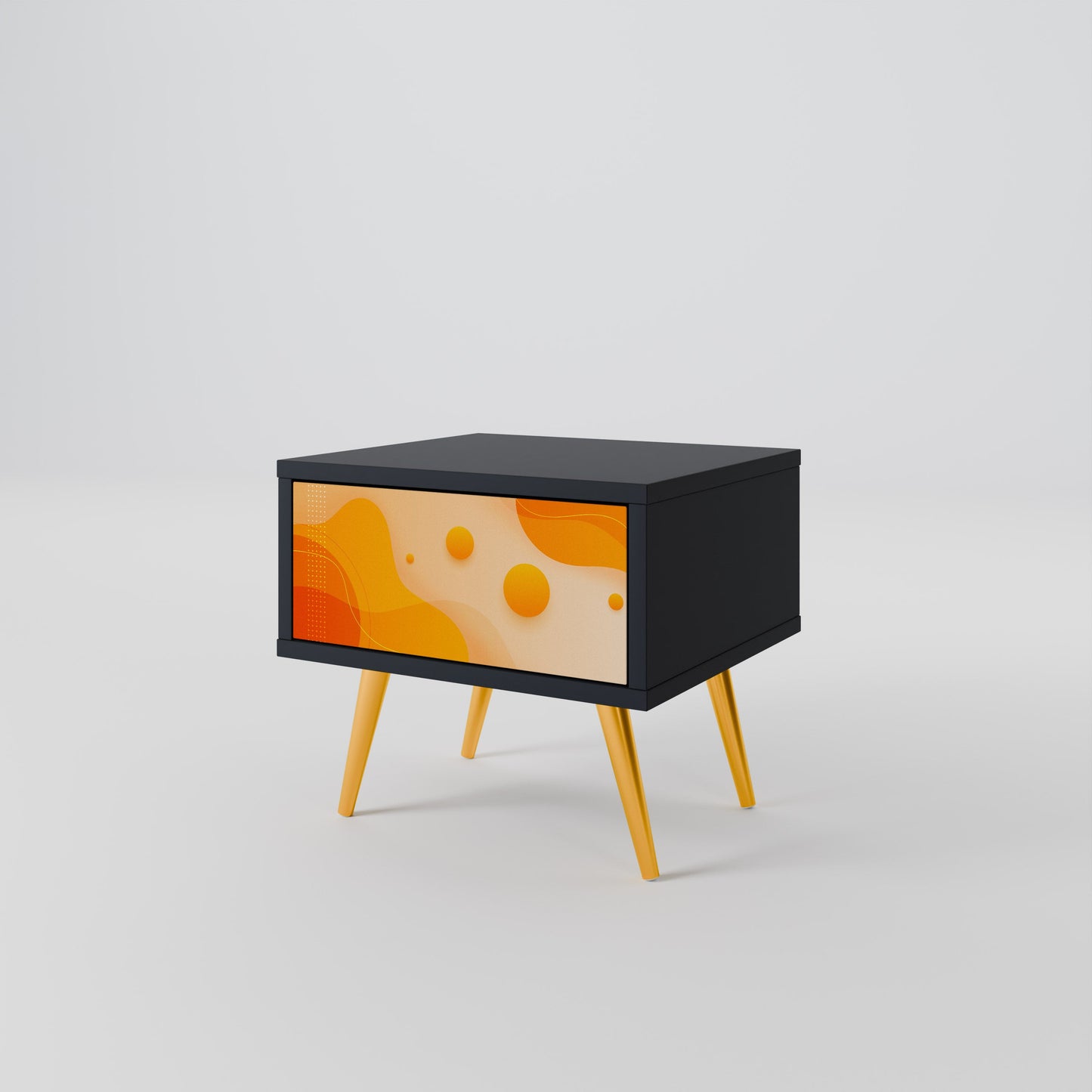 ORANGE ARRANGEMENT Nightstand in Black Finish