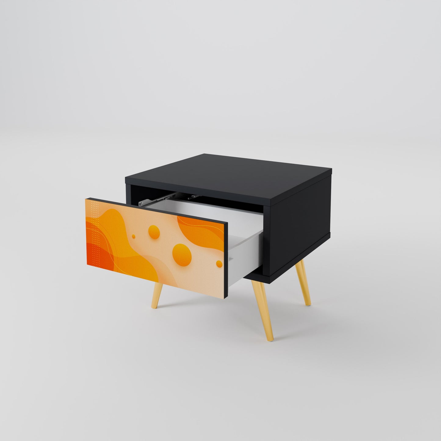 ORANGE ARRANGEMENT Nightstand in Black Finish