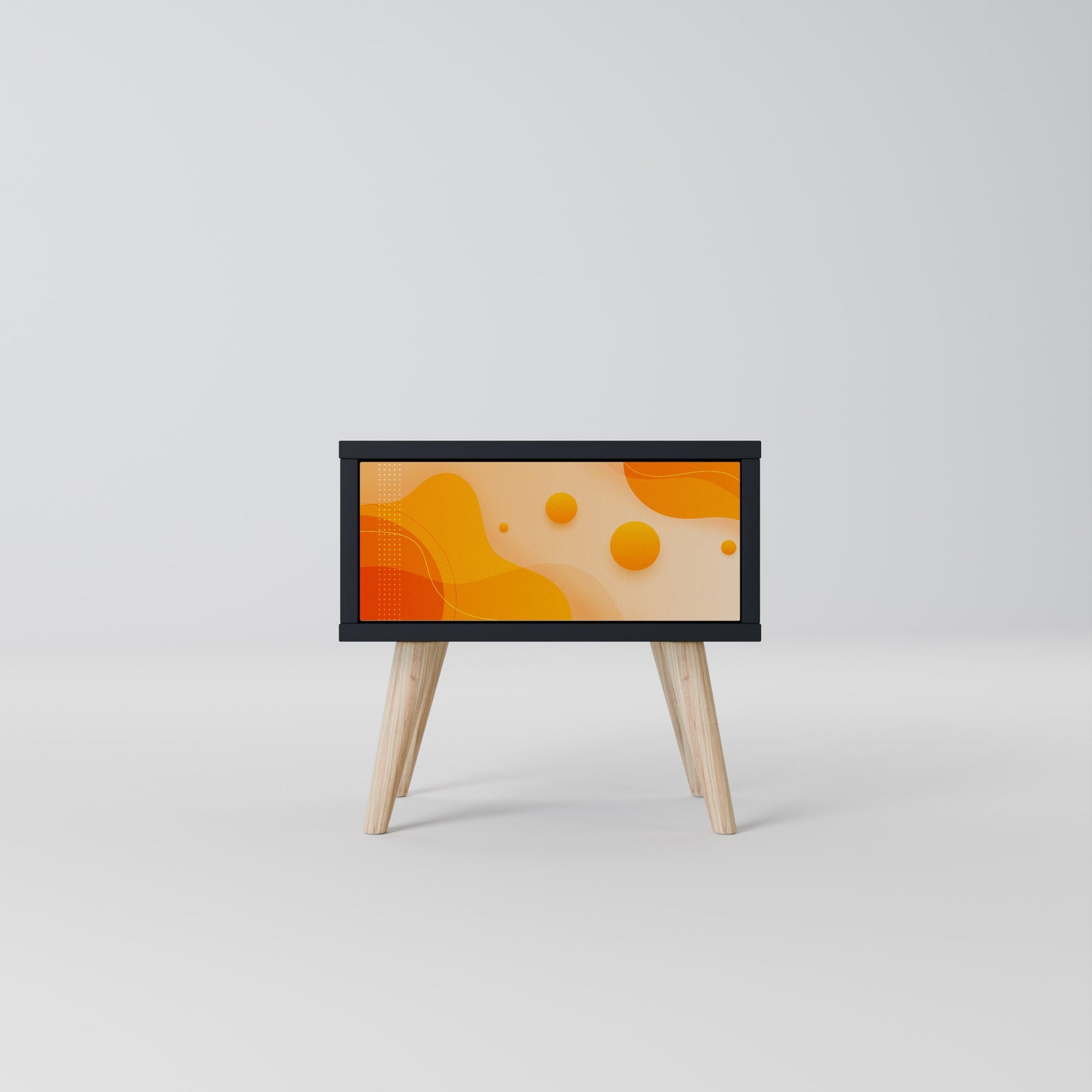 ORANGE ARRANGEMENT Nightstand in Black Finish