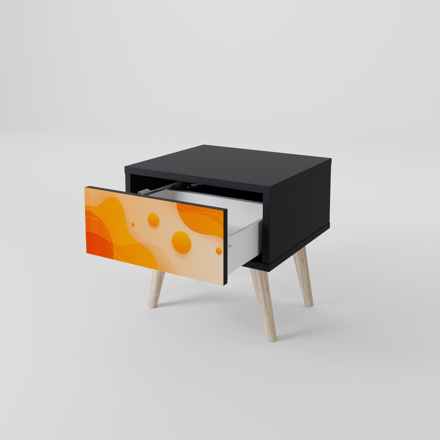 ORANGE ARRANGEMENT Nightstand in Black Finish