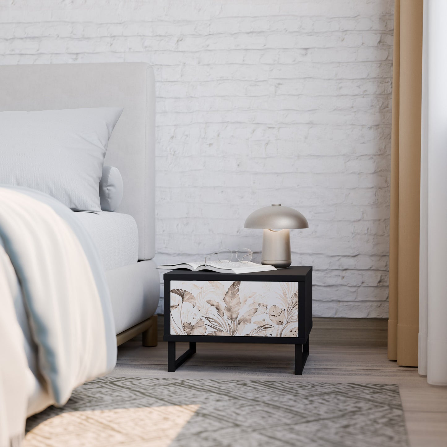 WILD TENDERNESS Nightstand in Black Finish