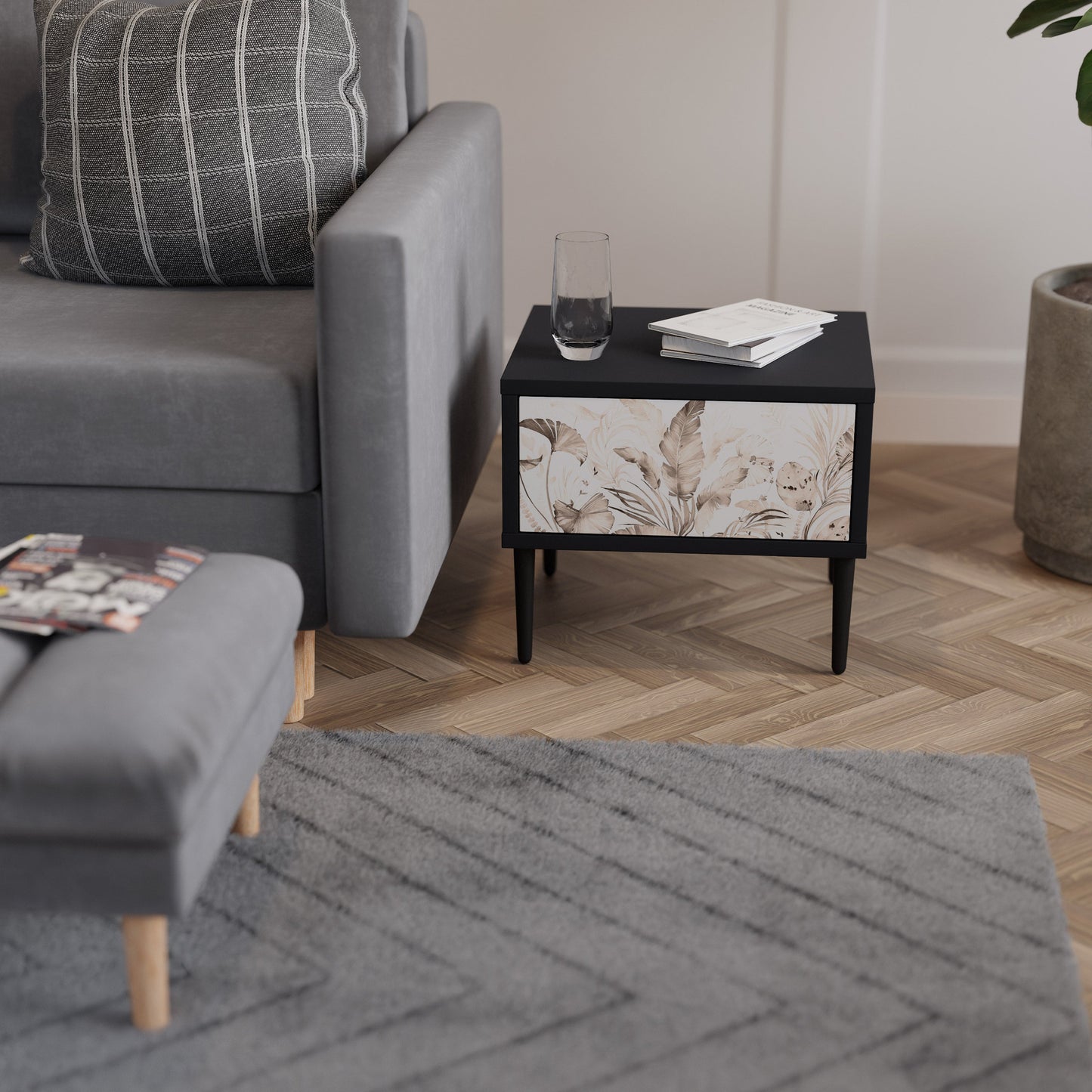 WILD TENDERNESS Nightstand in Black Finish