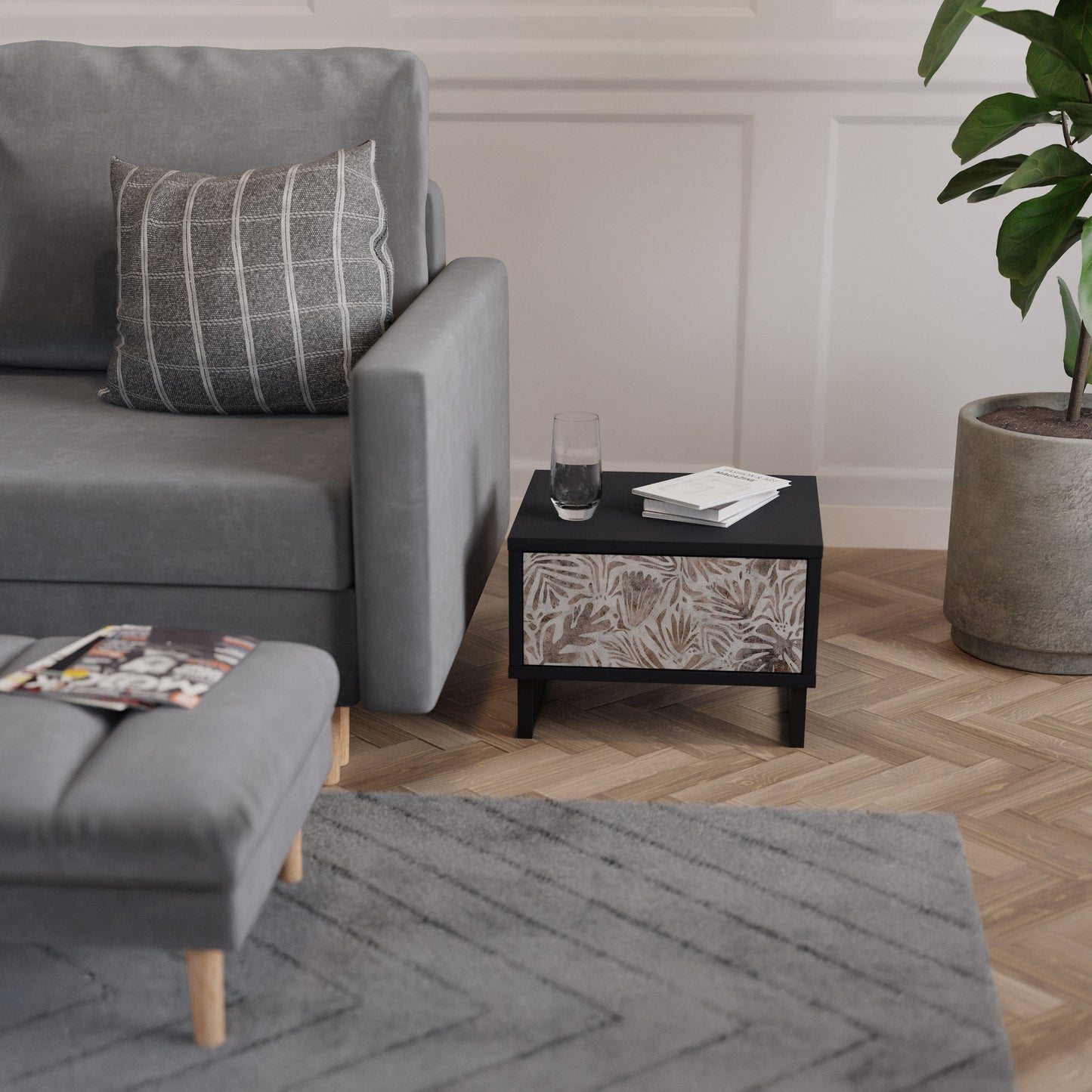 PASSING TIME Comodino in Finitura Nera