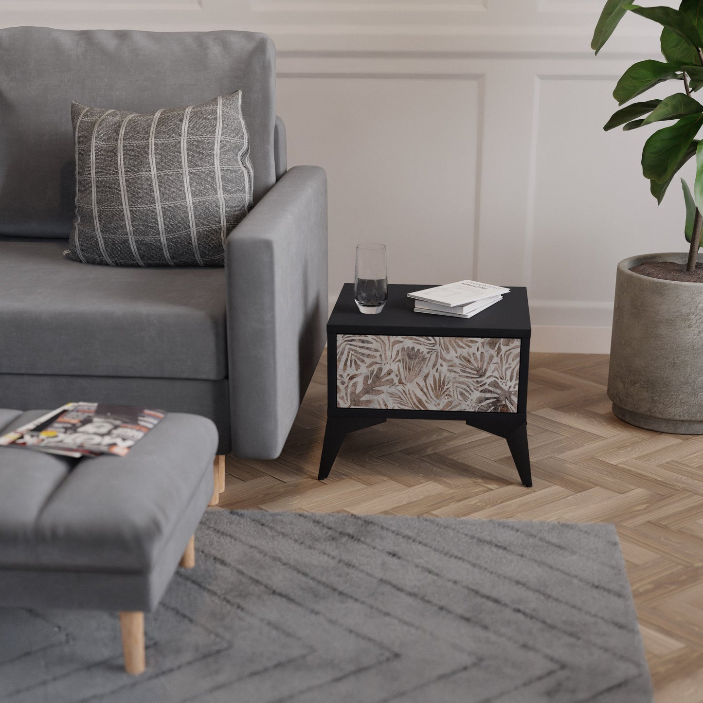 PASSING TIME Comodino in Finitura Nera