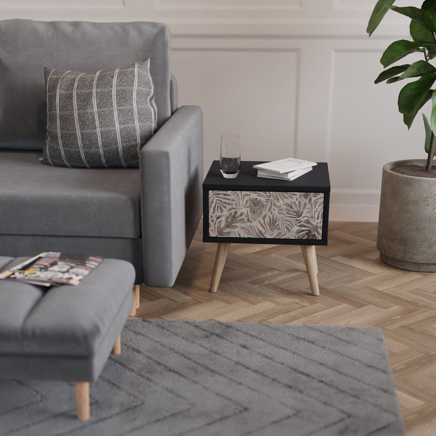 PASSING TIME Comodino in Finitura Nera