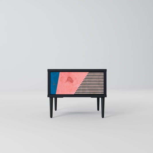 GLAMOROUS STRIPE Comodino in Finitura Nera