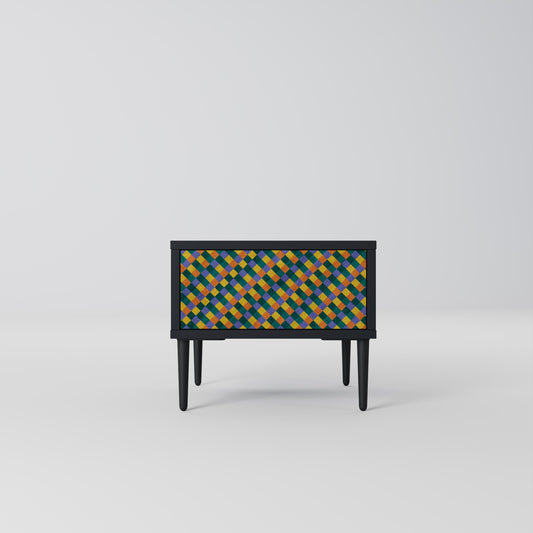 PAINTED SQUARES MIX Comodino in Finitura Nera