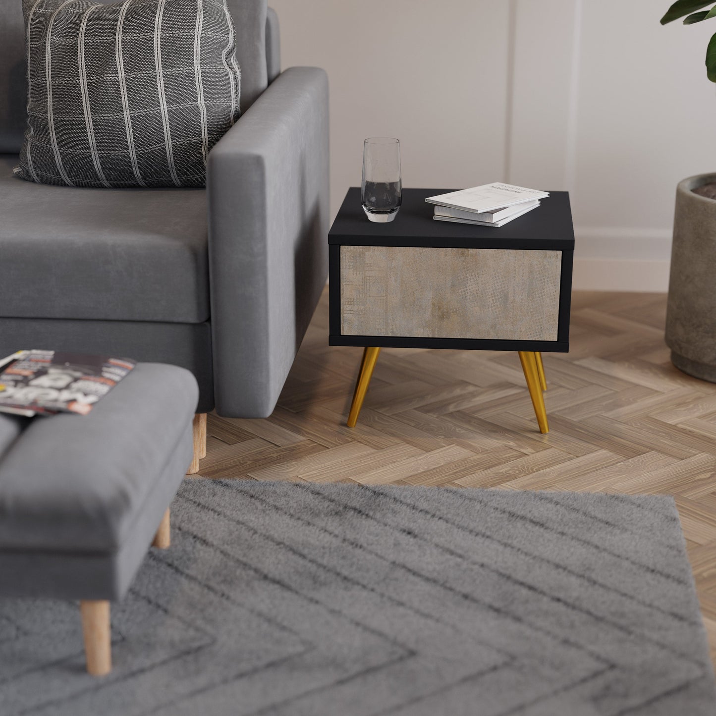 SCREEN ERROR Comodino in Finitura Nera