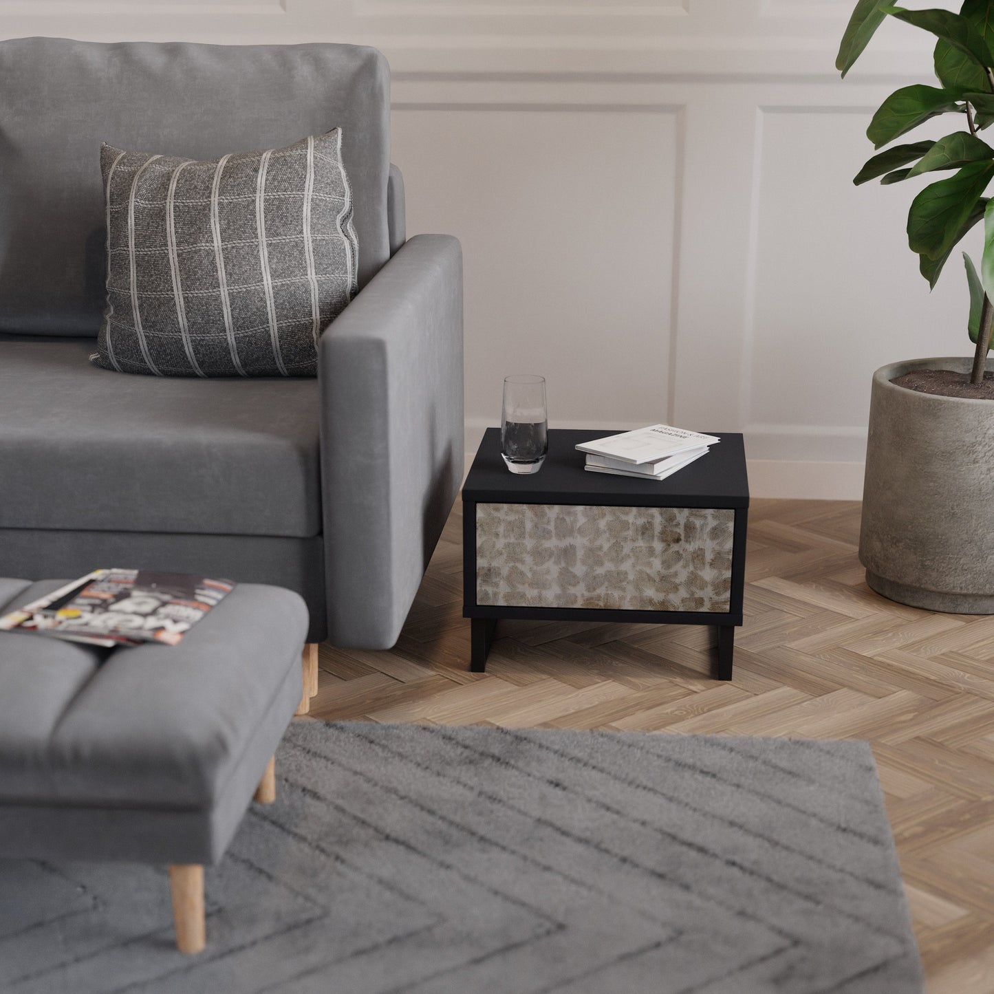 SLIGHTLY BLURRED Comodino in Finitura Nera