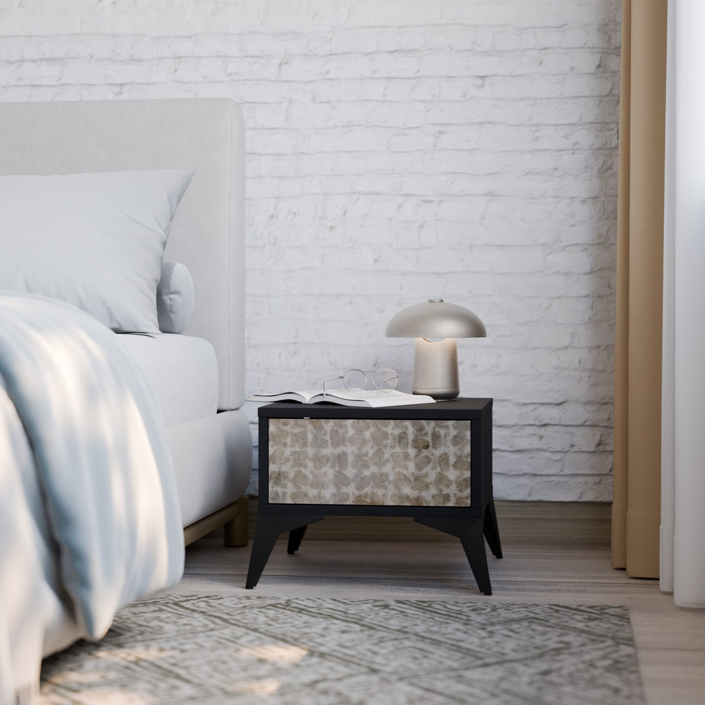 SLIGHTLY BLURRED Comodino in Finitura Nera