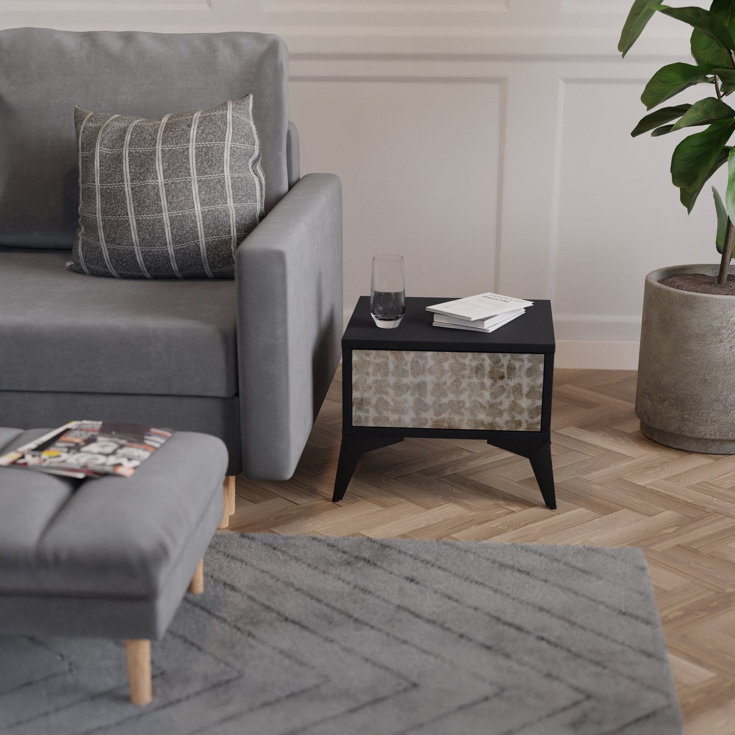 SLIGHTLY BLURRED Comodino in Finitura Nera