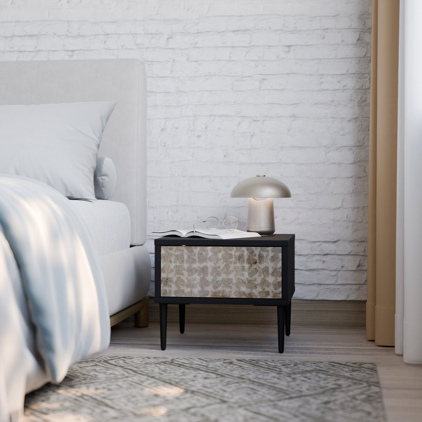 SLIGHTLY BLURRED Comodino in Finitura Nera