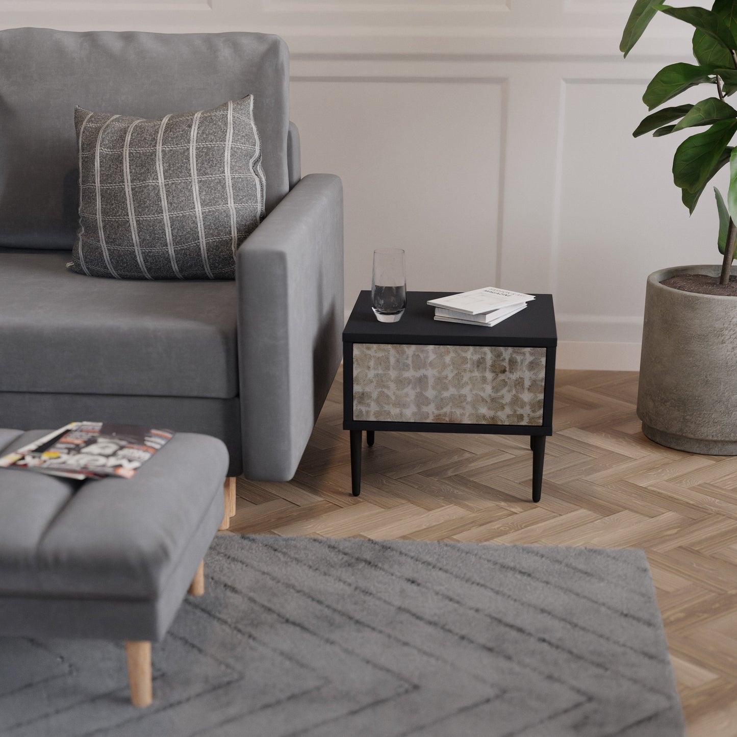 SLIGHTLY BLURRED Comodino in Finitura Nera