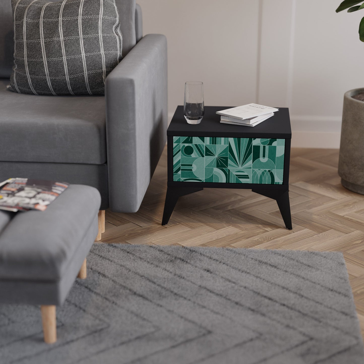 HARMONIC GRID Comodino in Finitura Nera