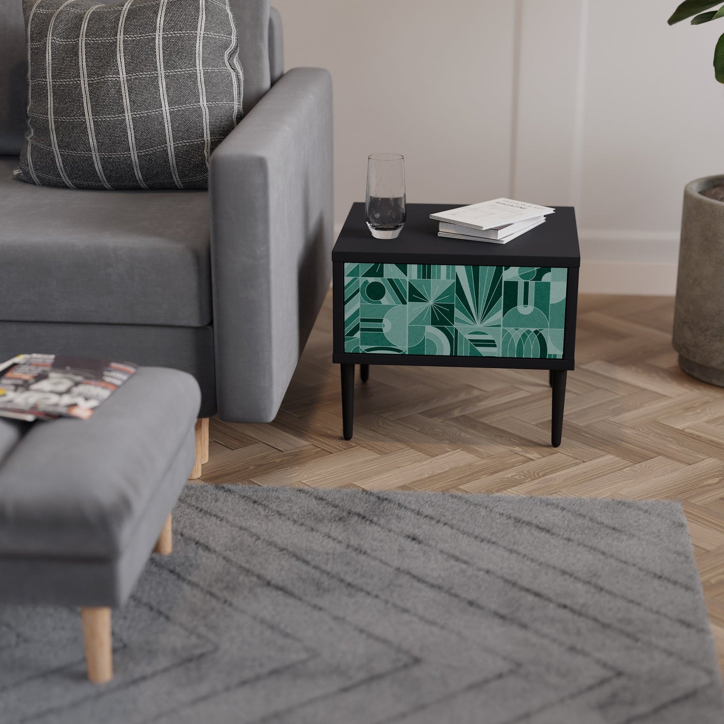 HARMONIC GRID Comodino in Finitura Nera