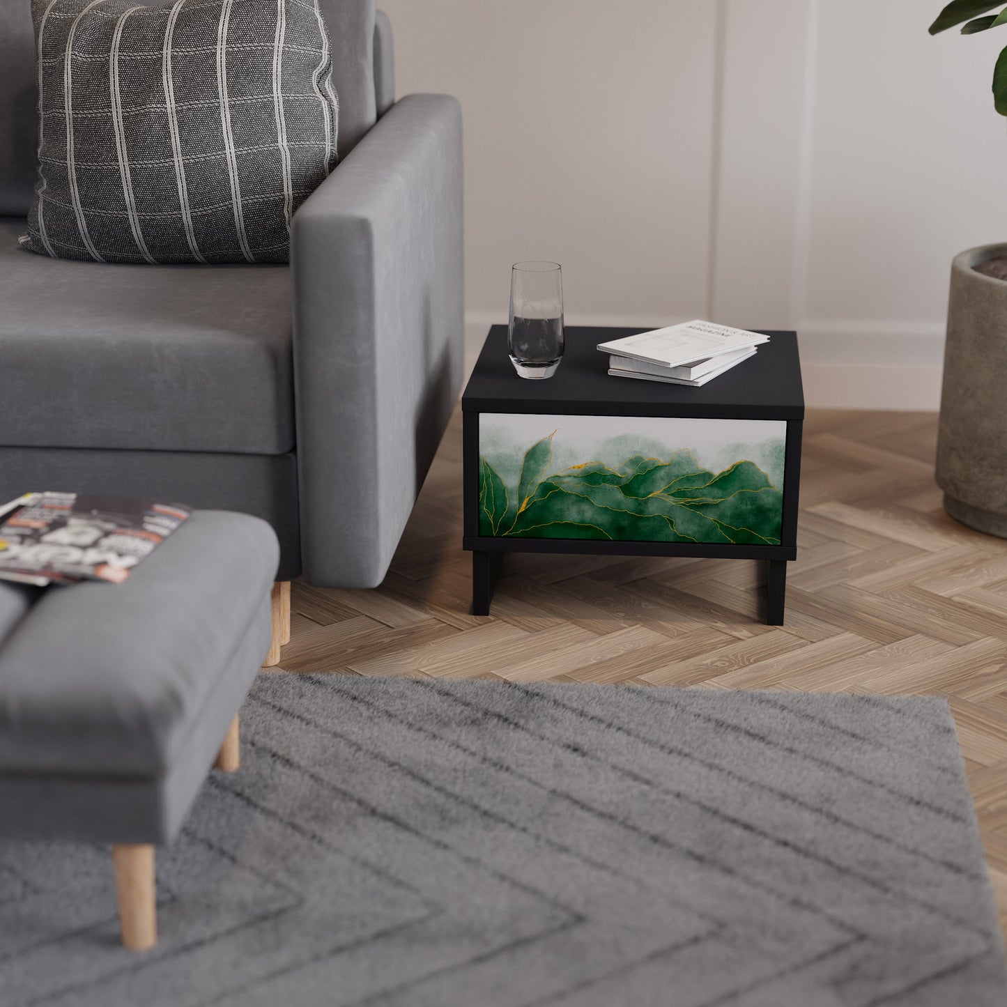 EXPENSIVE NATURE Comodino in Finitura Nera